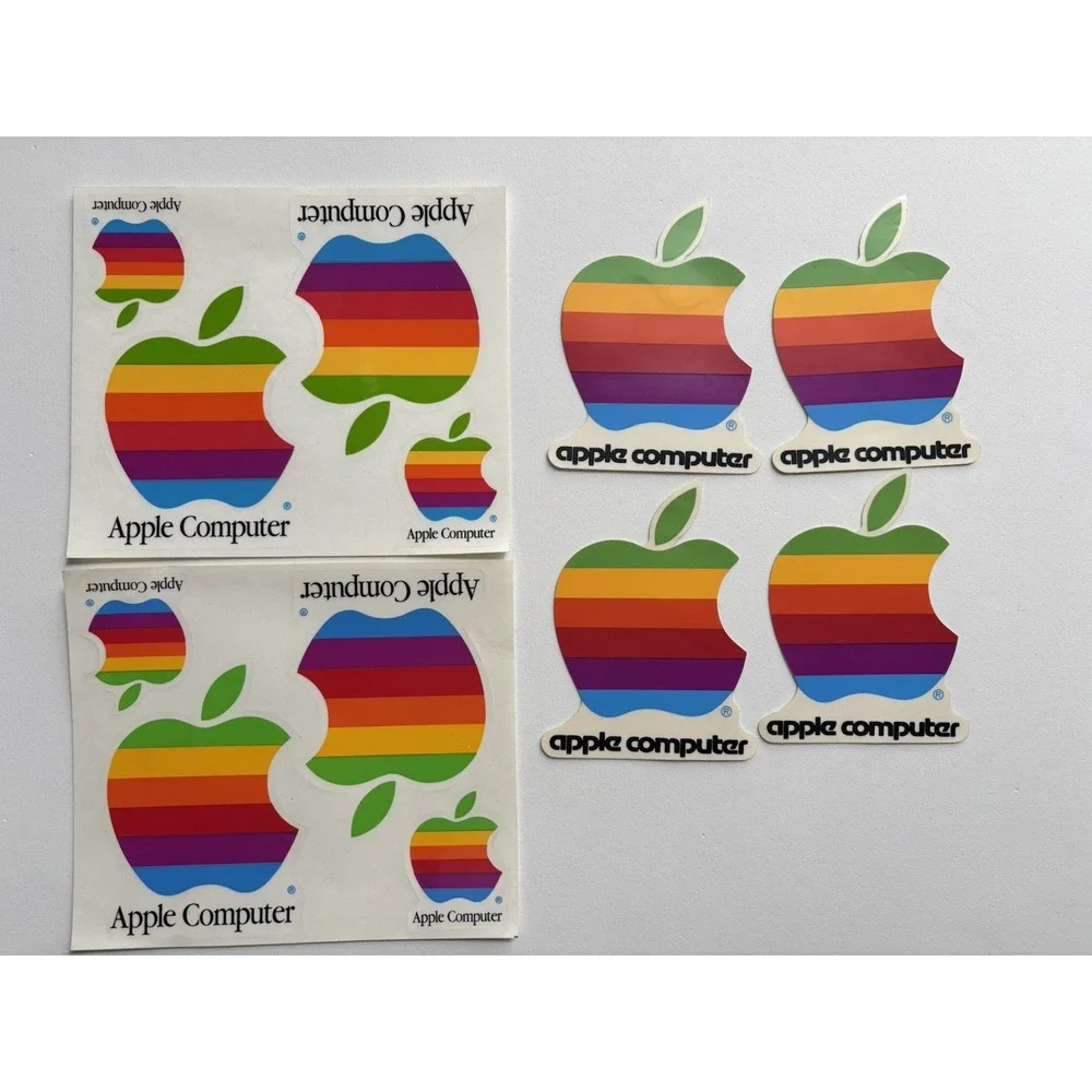 Vintage 1980's Apple Computer Logo Stickers Set of 6 Original Decals